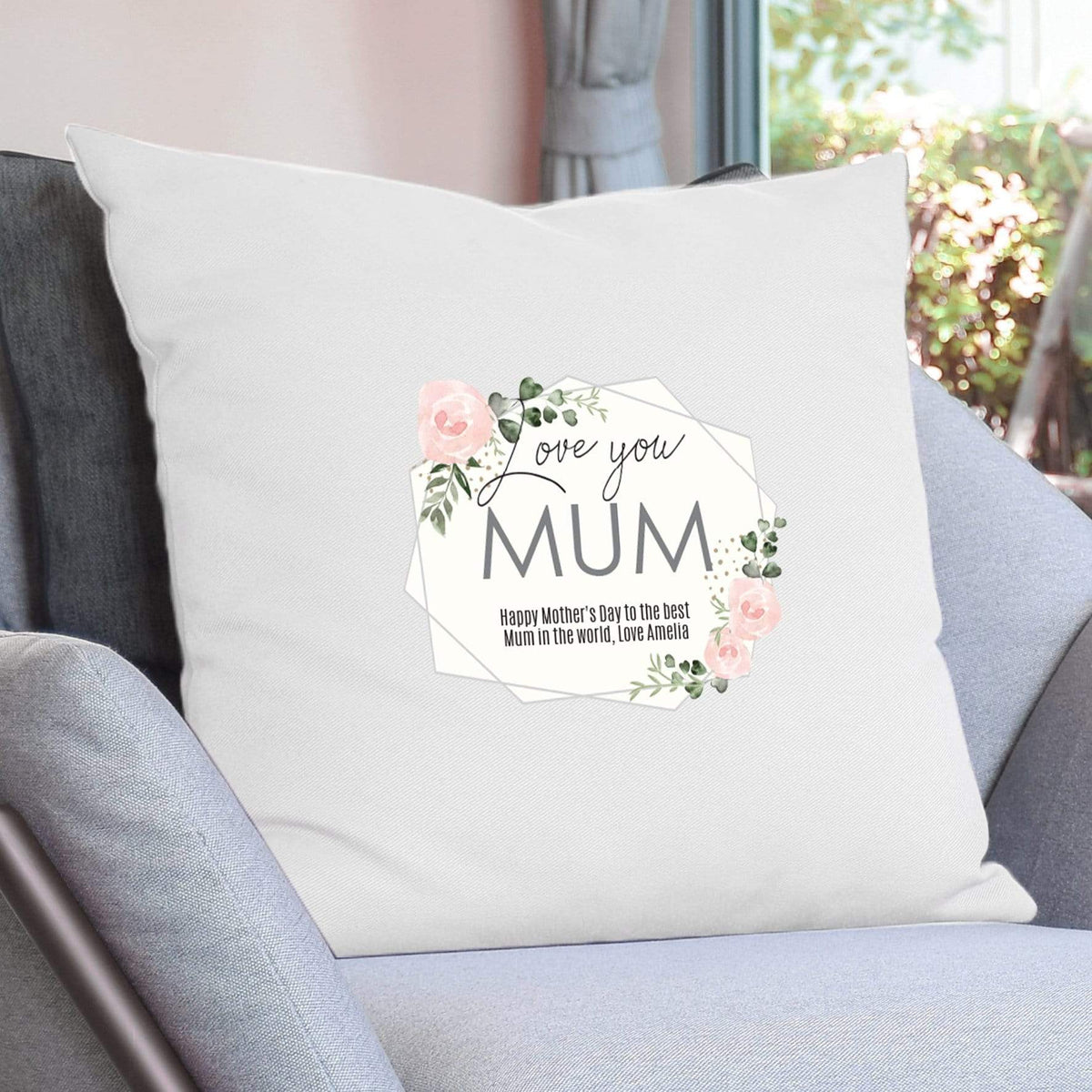 Personalised Memento Textiles Personalised Abstract Rose Cream Cushion Cover