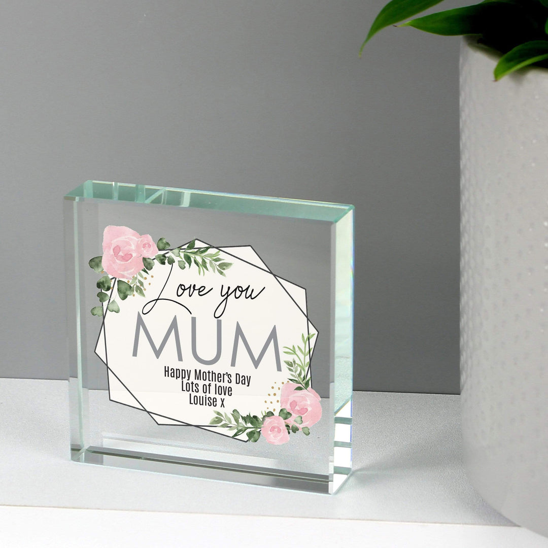 Personalised Memento Ornaments Personalised Abstract Rose Large Crystal Token