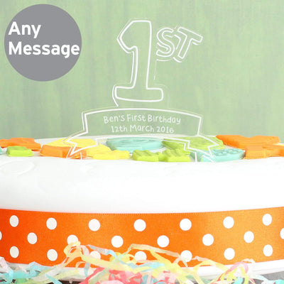 Personalised Memento Kitchen, Baking & Dining Gifts Personalised Acrylic '1st' Celebration Cake Topper
