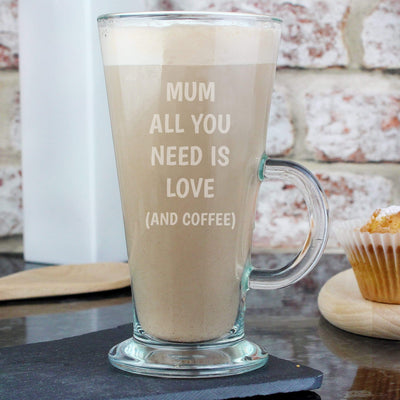 Personalised Memento Glasses & Barware Personalised All You Need Is Love Latte Glass