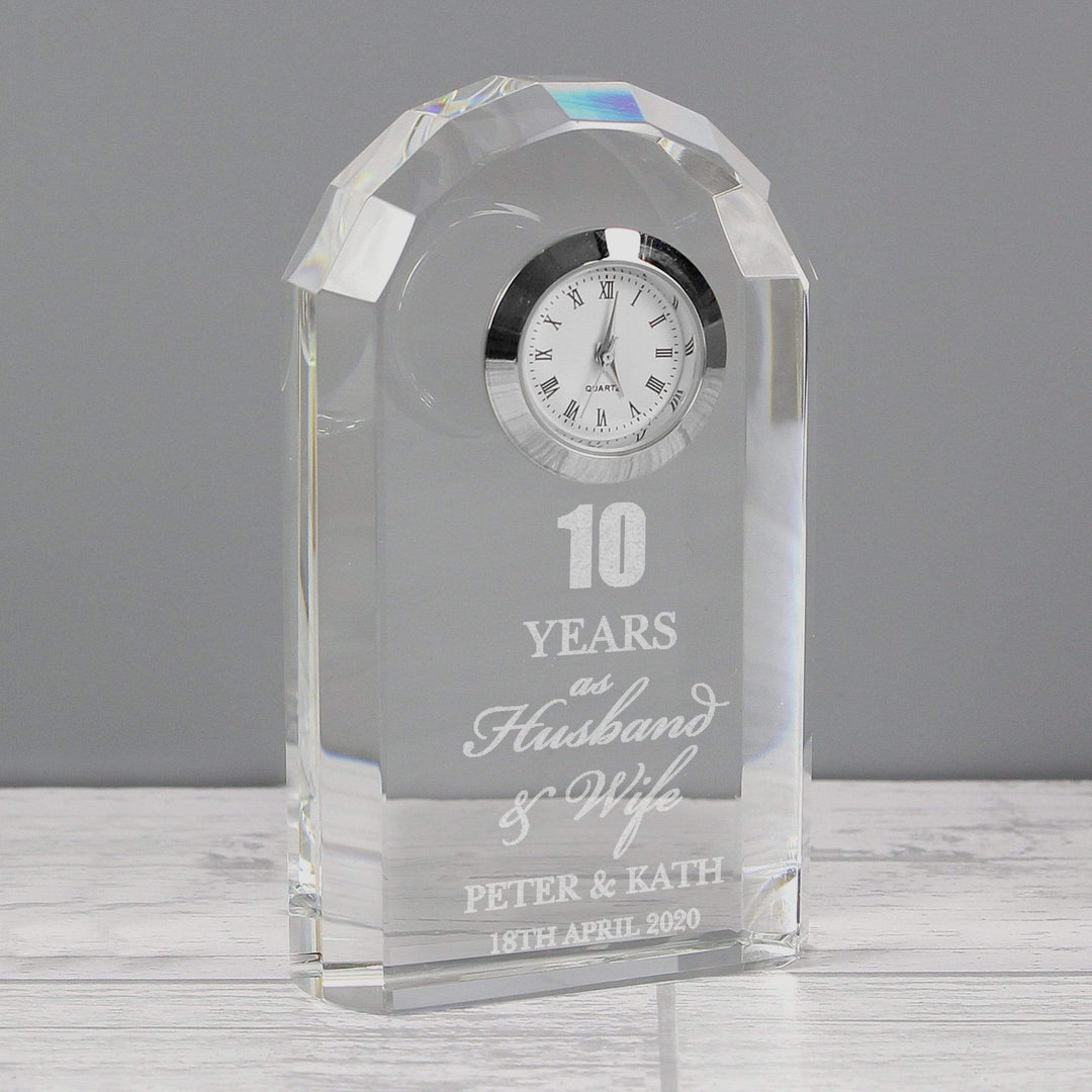Personalised Memento Clocks &amp; Watches Personalised Anniversary Crystal Clock