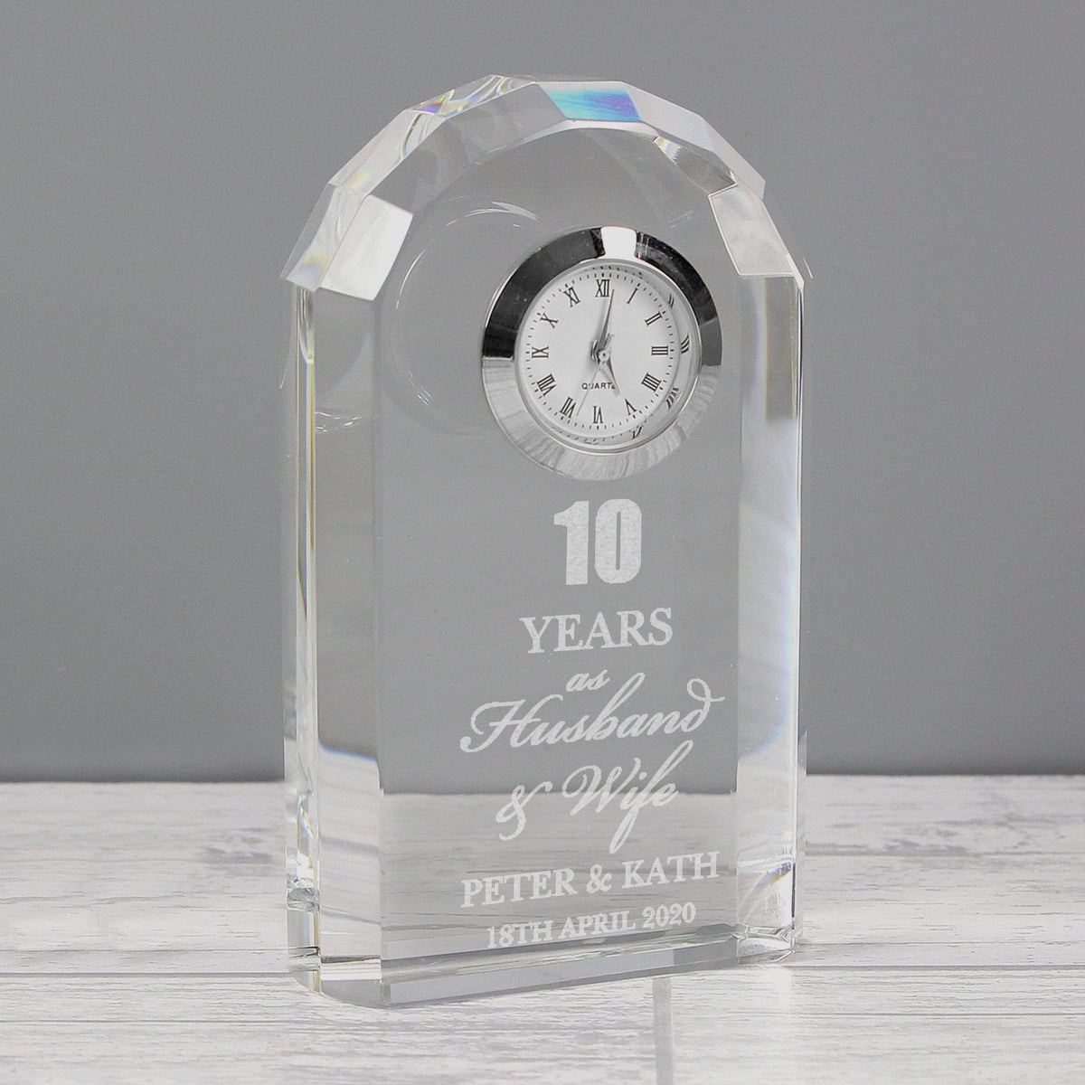 Personalised Memento Clocks & Watches Personalised Anniversary Crystal Clock