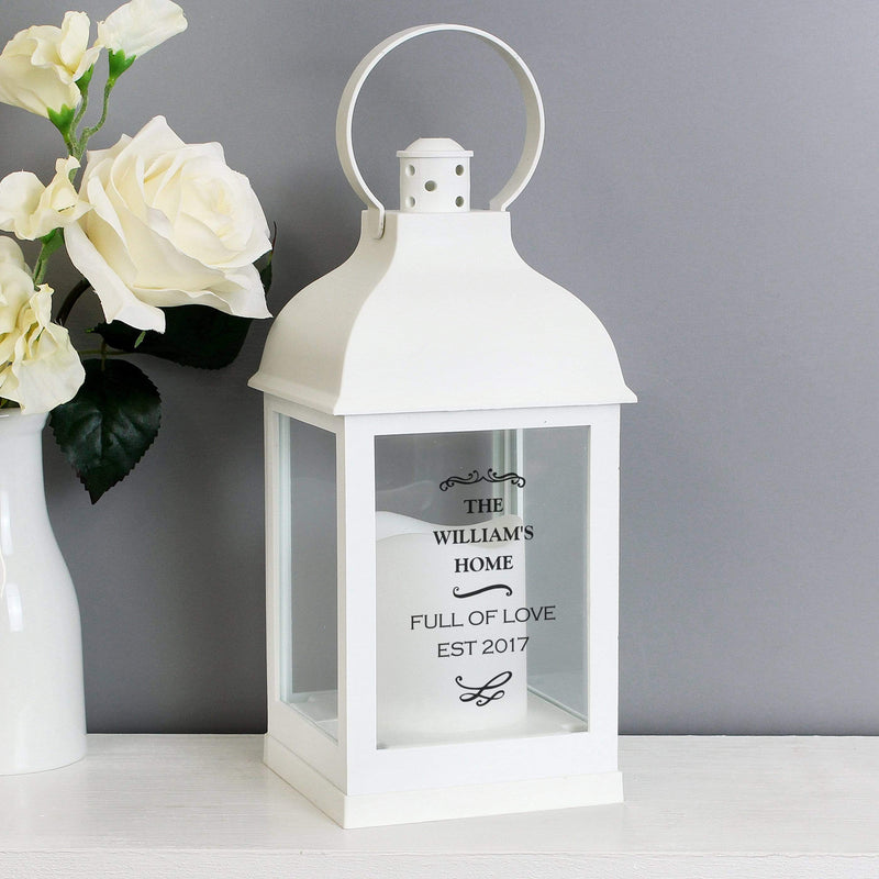 Personalised Memento LED Lights, Candles & Decorations Personalised Antique Scroll White Lantern