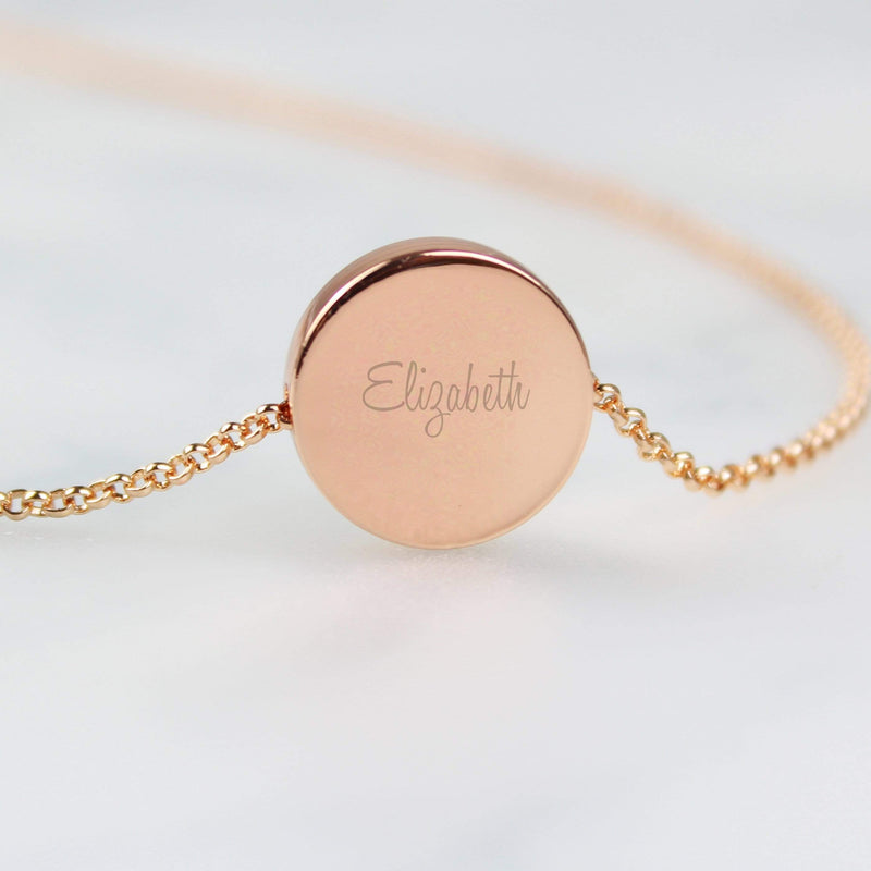 Personalised Memento Jewellery Personalised Any Name Rose Gold Tone Disc Necklace