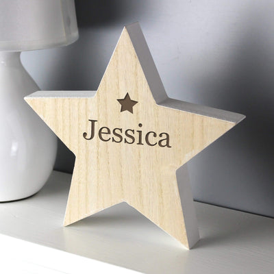 Personalised Memento Ornaments Personalised Any Name Rustic Wooden Star Decoration