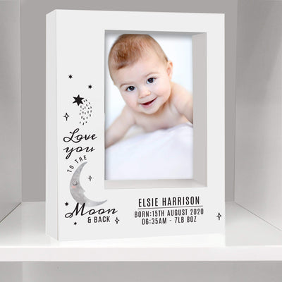 Personalised Memento Photo Frames, Albums and Guestbooks Personalised Baby To The Moon and Back 5x7 Box Photo Frame