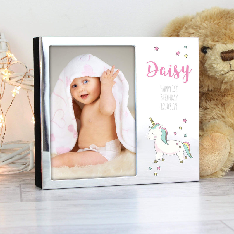 Personalised Memento Photo Frames, Albums and Guestbooks Personalised Baby Unicorn 4x6 Photo Frame Album