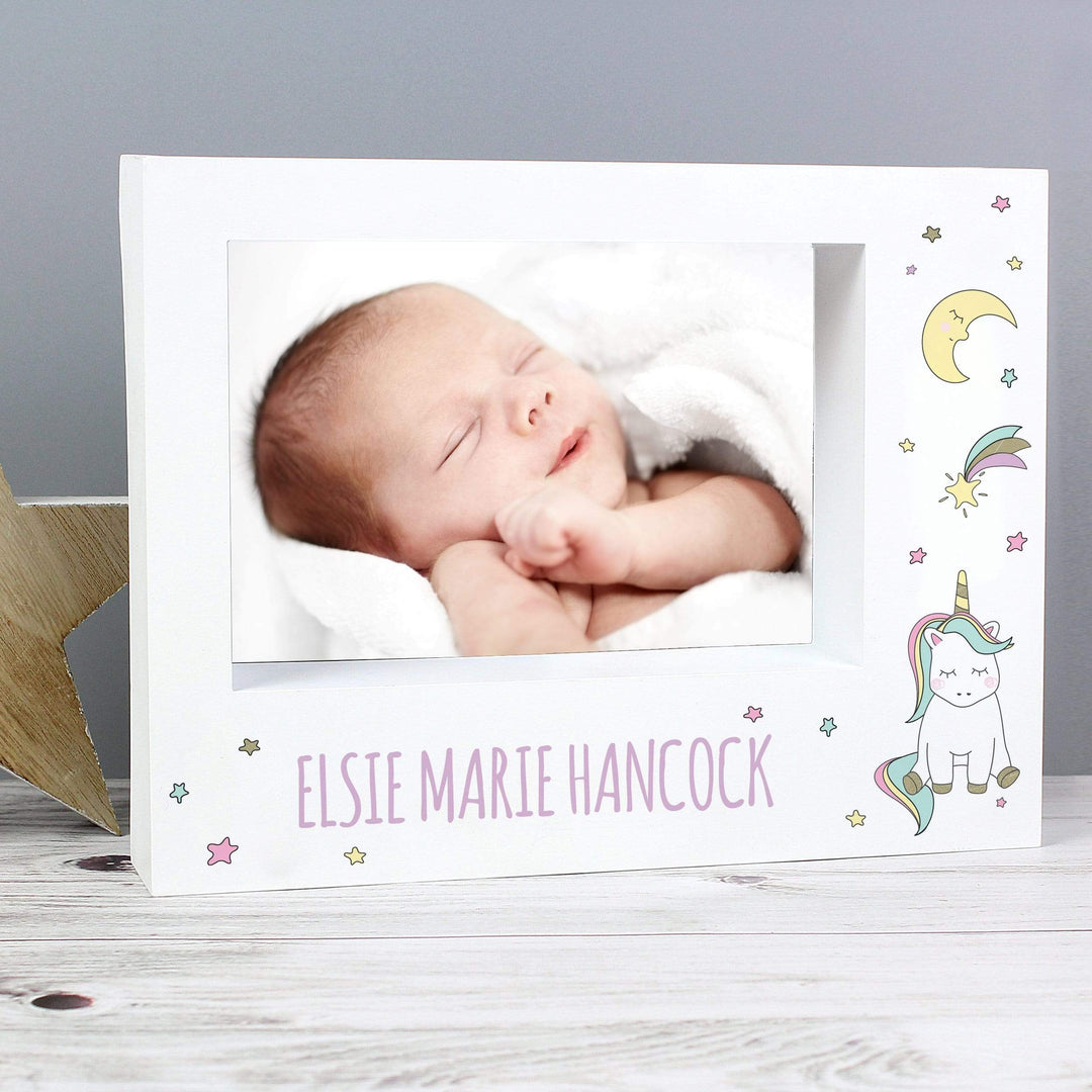 Personalised Memento Photo Frames, Albums and Guestbooks Personalised Baby Unicorn 7x5 Landscape Box Photo Frame