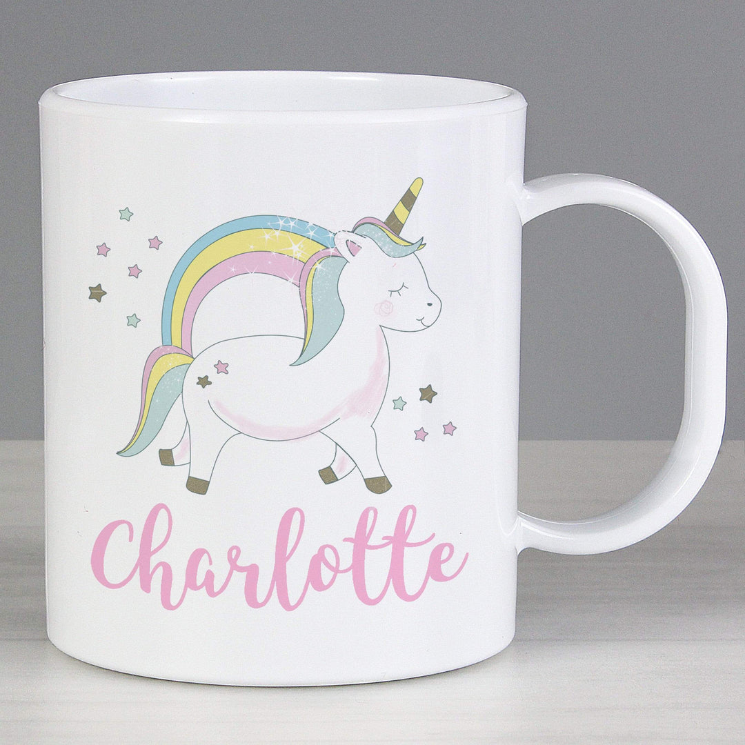 Personalised Memento Mealtime Essentials Personalised Baby Unicorn Plastic Mug