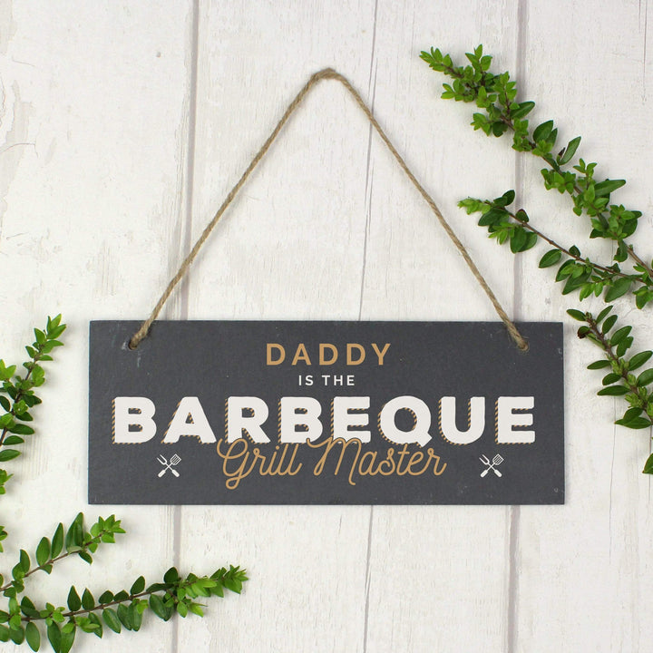 Personalised Memento Slate Personalised ""Barbeque Grill Master"" Printed Hanging Slate Plaque