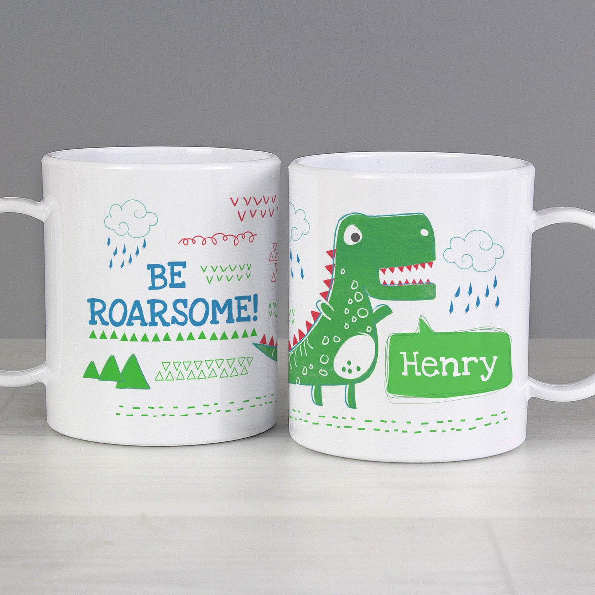 Personalised Memento Mugs Personalised Be Roarsome Dinosaur Plastic Mug