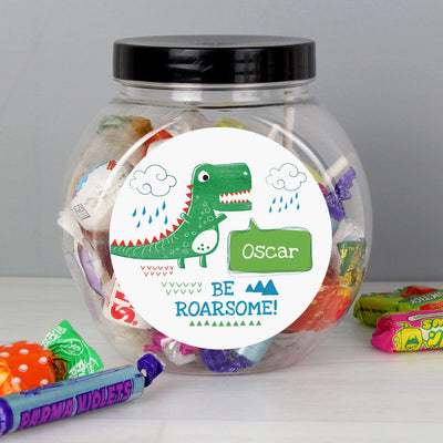 Personalised Memento Food & Drink Personalised 'Be Roarsome' Dinosaur Sweet Jar