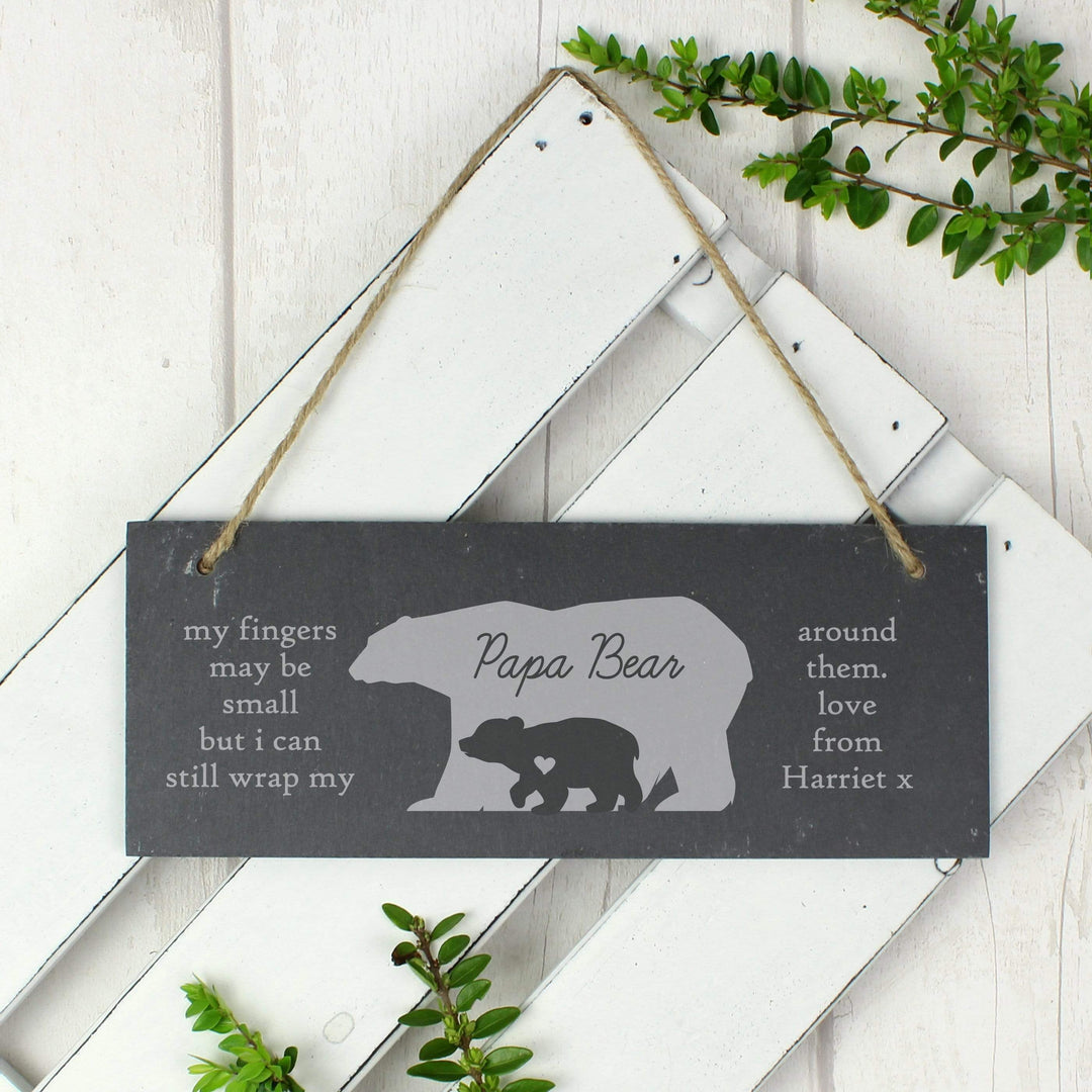 Personalised Memento Slate Personalised Bear Slate Door Plaque
