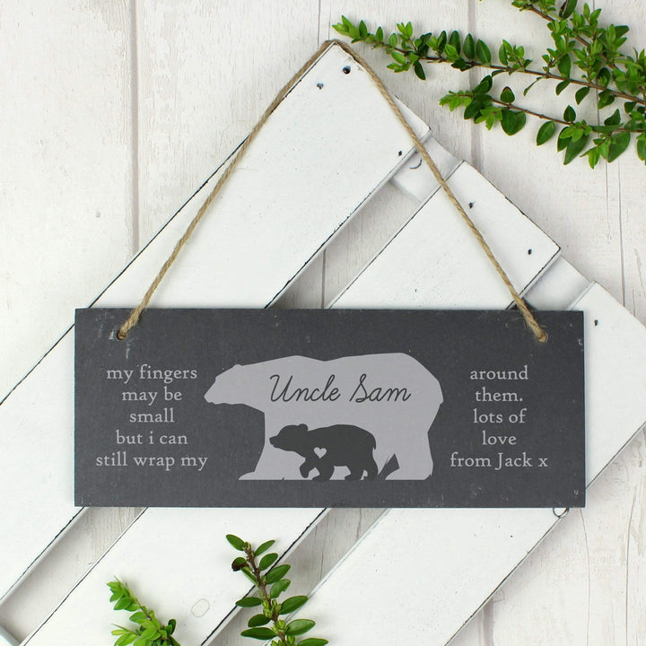 Personalised Memento Slate Personalised Bear Slate Door Plaque