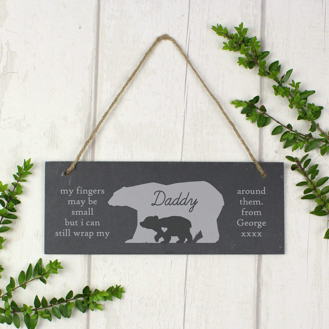 Personalised Memento Slate Personalised Bear Slate Door Plaque