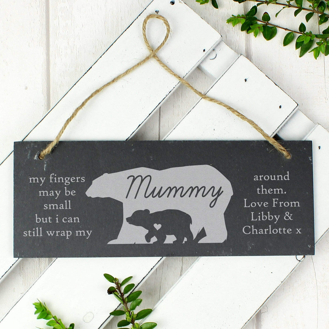 Personalised Memento Slate Personalised Bear Slate Door Plaque