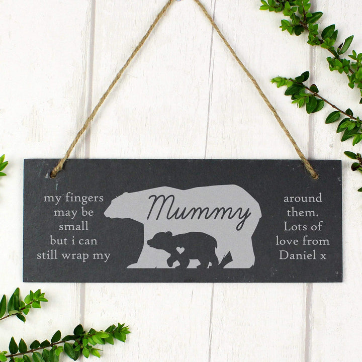 Personalised Memento Slate Personalised Bear Slate Door Plaque