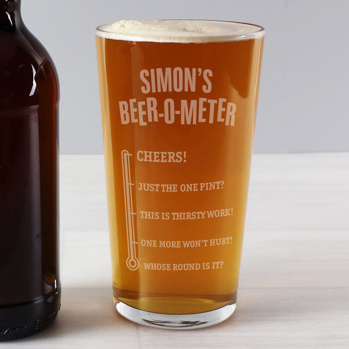 Personalised Memento Glasses & Barware Personalised Beer-o-Meter Pint Glass