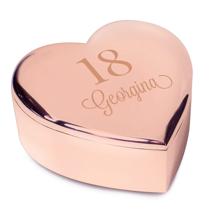 Personalised Memento Trinket, Jewellery &amp; Keepsake Boxes Personalised Big Age Rose Gold Heart Trinket Box