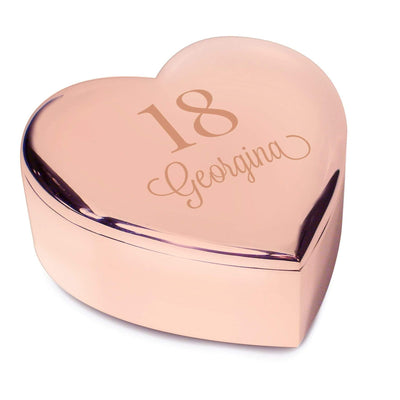 Personalised Memento Trinket, Jewellery & Keepsake Boxes Personalised Big Age Rose Gold Heart Trinket Box