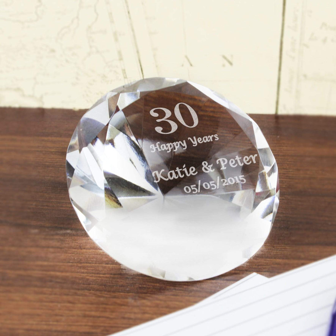 Personalised Memento Ornaments Personalised Big Numbers Diamond Paperweight