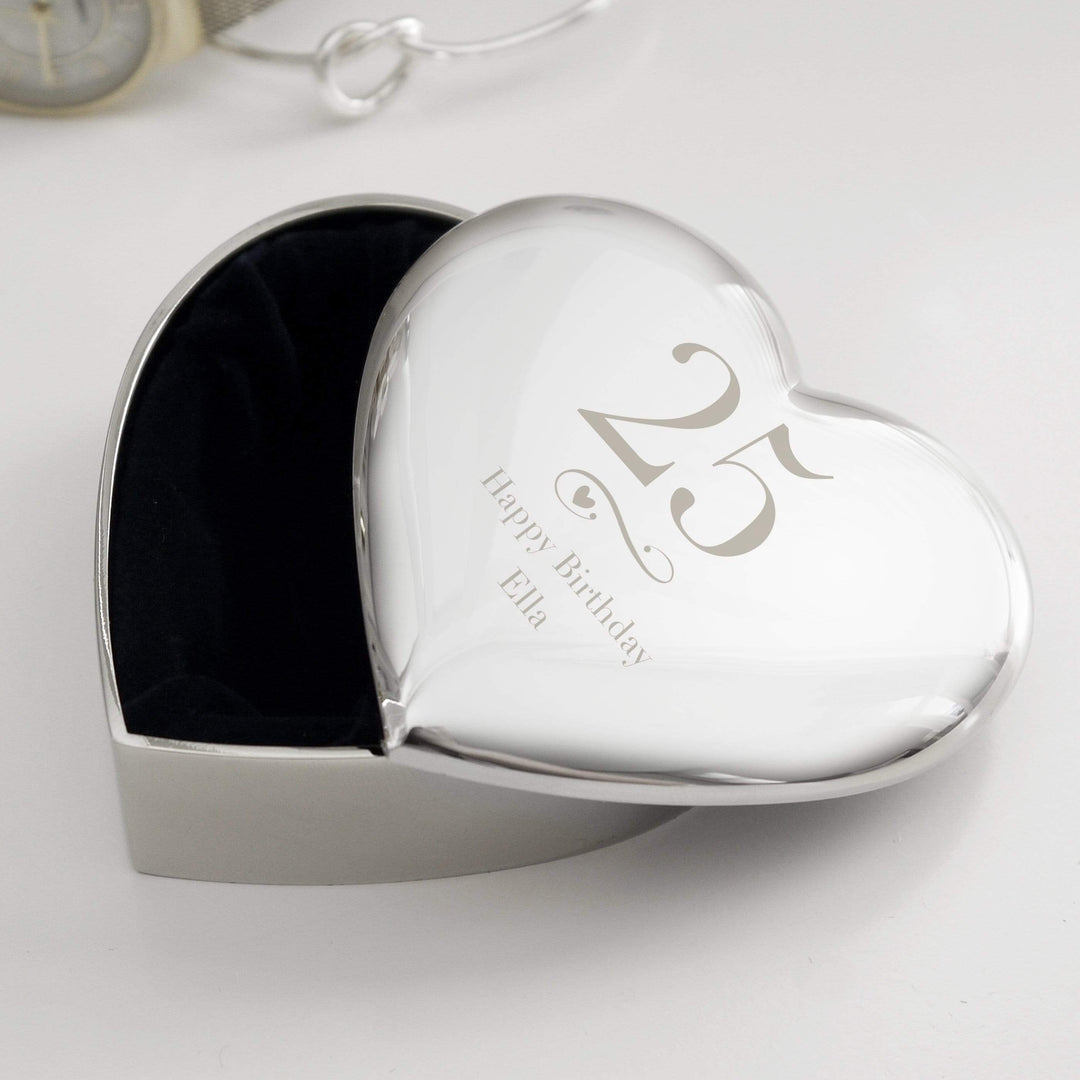 Personalised Memento Trinket, Jewellery &amp; Keepsake Boxes Personalised Birthday Big Age Heart Trinket Box