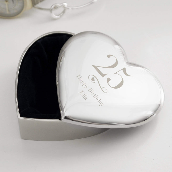 Personalised Memento Trinket, Jewellery &amp; Keepsake Boxes Personalised Birthday Big Age Heart Trinket Box