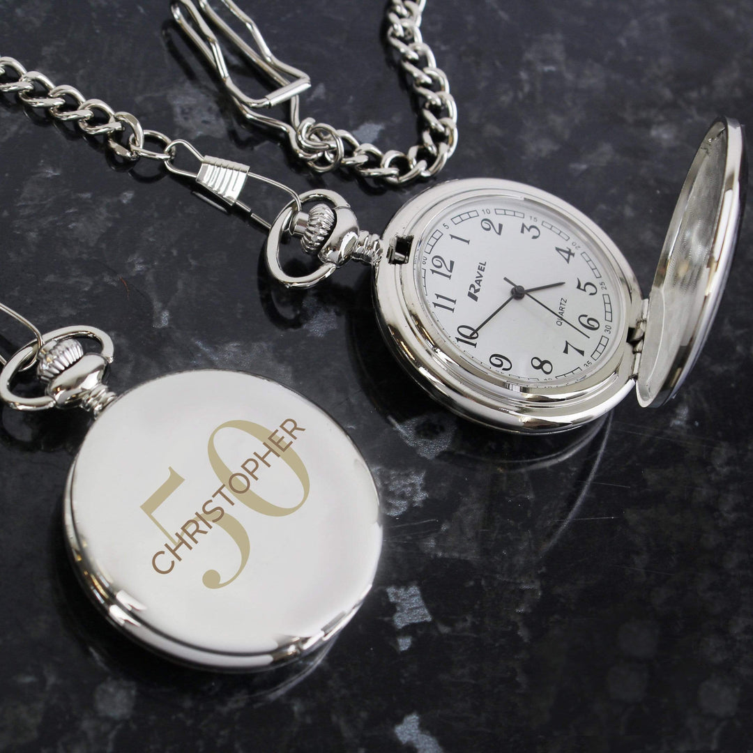 Personalised Memento Clocks &amp; Watches Personalised Birthday Big Age Pocket Fob Watch