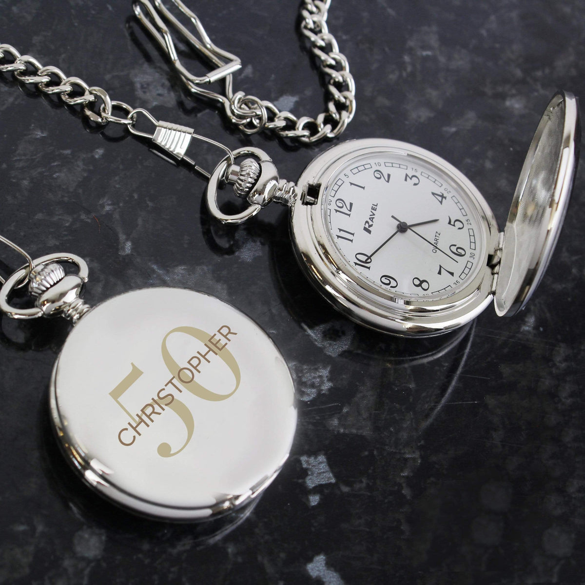 Personalised Memento Clocks & Watches Personalised Birthday Big Age Pocket Fob Watch