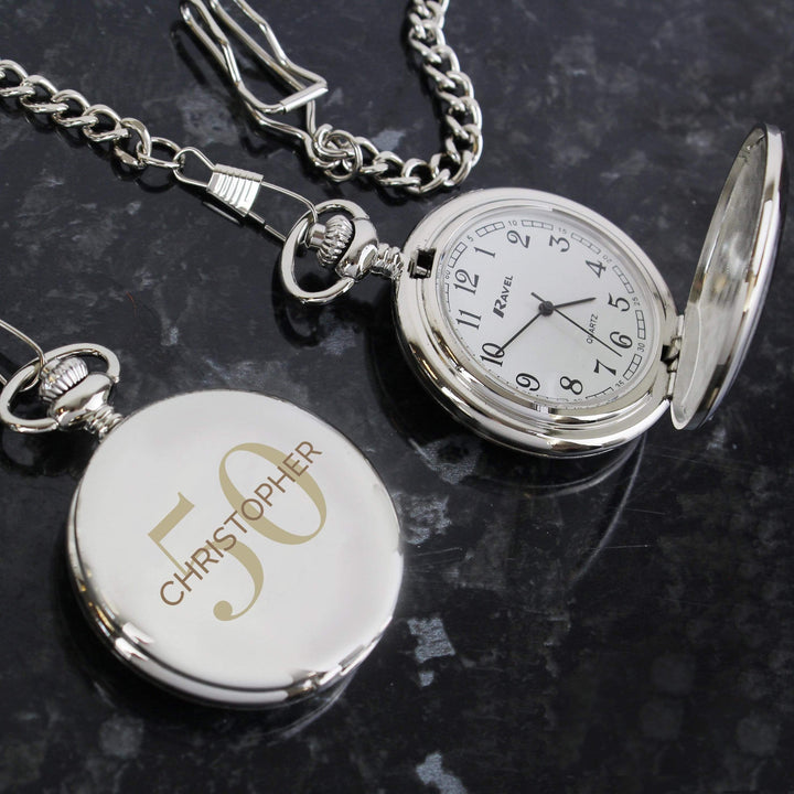 Personalised Memento Clocks &amp; Watches Personalised Birthday Big Age Pocket Fob Watch