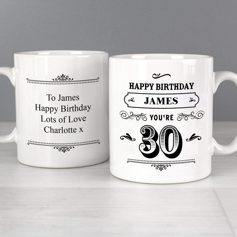 Personalised Memento Mugs Personalised Birthday Vintage Typography Mug