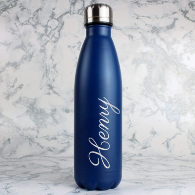 Personalised Memento Mealtime Essentials Personalised Blue Metal Insulated Drinks Bottle
