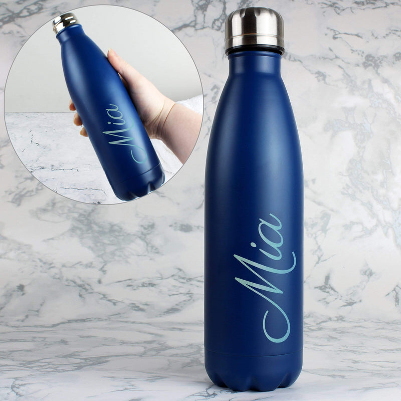 Personalised Memento Mealtime Essentials Personalised Blue Metal Insulated Drinks Bottle