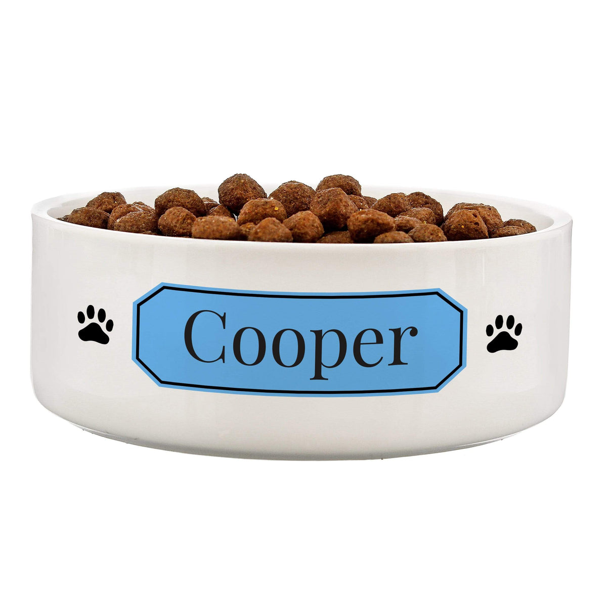 Personalised Memento Pet Gifts Personalised Blue Plaque 14cm Medium Pet Bowl