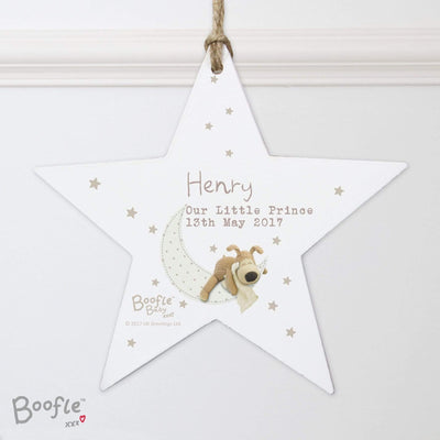 Personalised Memento Hanging Decorations & Signs Personalised Boofle Baby Wooden Star Decoration