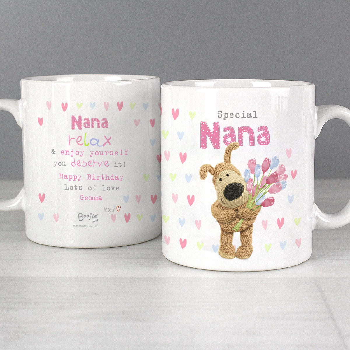 Personalised Memento Mugs Personalised Boofle Birthday Flowers Mug