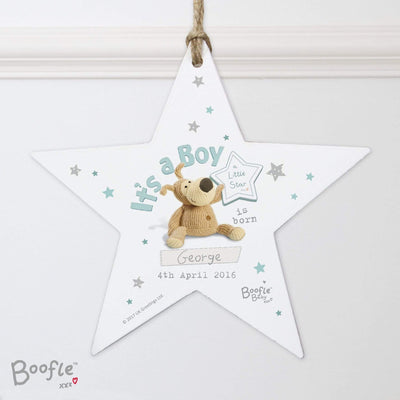 Personalised Memento Hanging Decorations & Signs Personalised Boofle Its a Boy Wooden Star Decoration