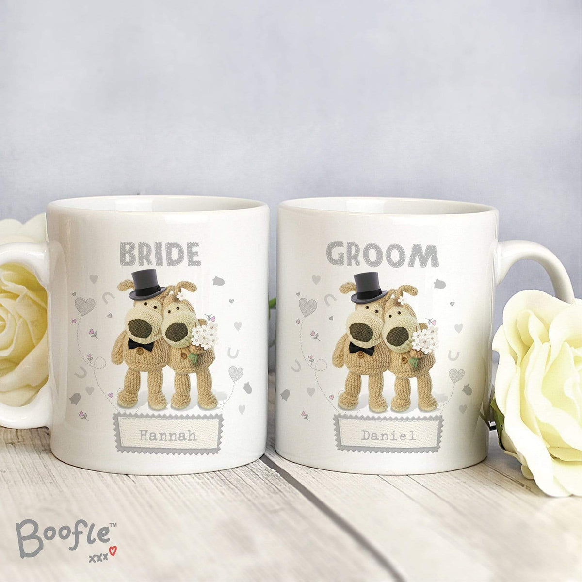 Personalised Memento Mugs Personalised Boofle Wedding Couple Mug Set