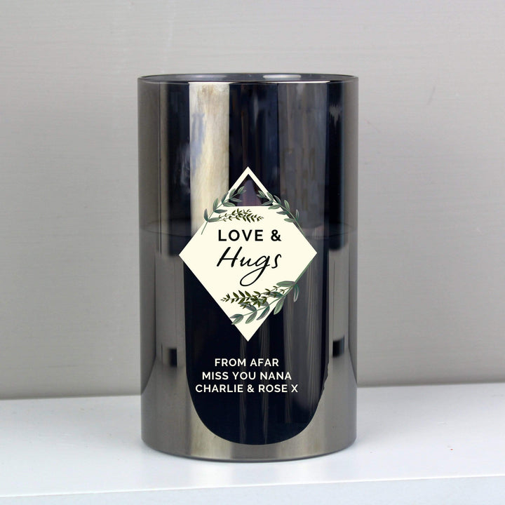 Personalised Memento LED Lights, Candles &amp; Decorations Personalised Botanical Smoked Glass LED Candle