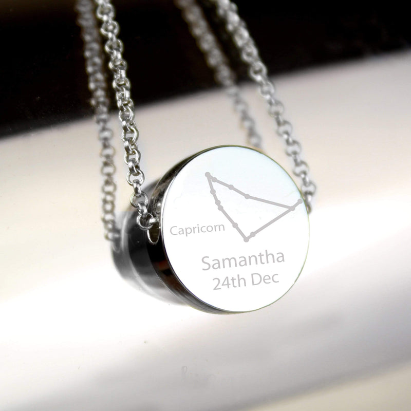 Personalised Memento Jewellery Personalised Capricorn Zodiac Star Sign Silver Tone Necklace (December 22nd - 19th January)