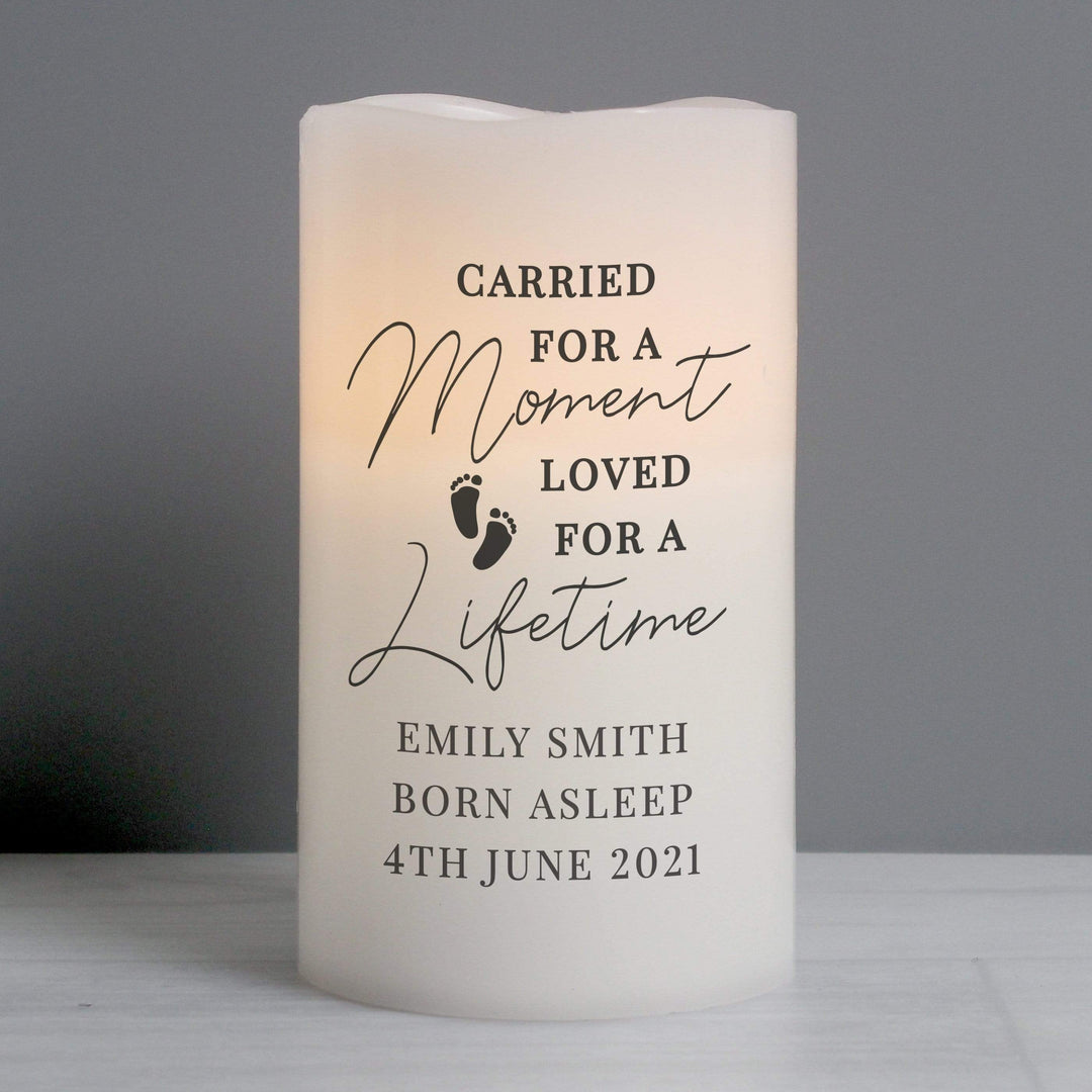 Personalised Memento LED Lights, Candles &amp; Decorations Personalised Carried For A Moment Led Candle