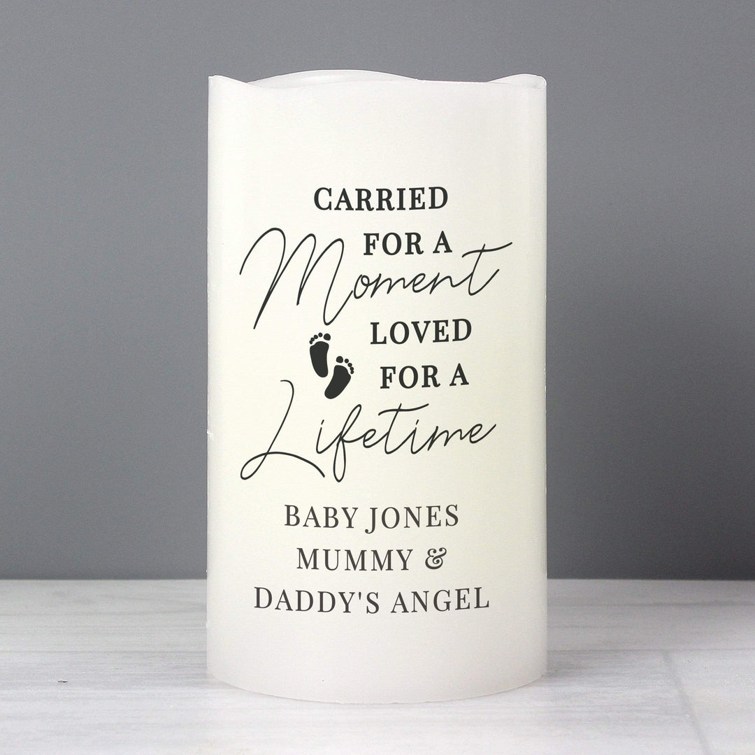 Personalised Memento LED Lights, Candles &amp; Decorations Personalised Carried For A Moment Led Candle