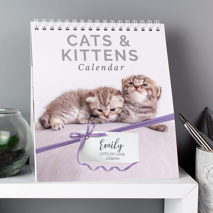 Personalised Memento Stationery &amp; Pens Personalised Cats and Kittens Desk Calendar