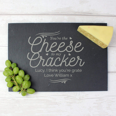 Personalised Memento Slate Personalised Cheese To My Cracker Slate Cheese Board