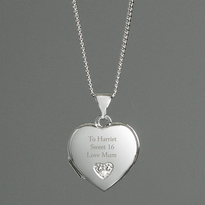 Personalised Memento Jewellery Personalised Children's Sterling Silver and Cubic Zirconia Heart Locket Necklace