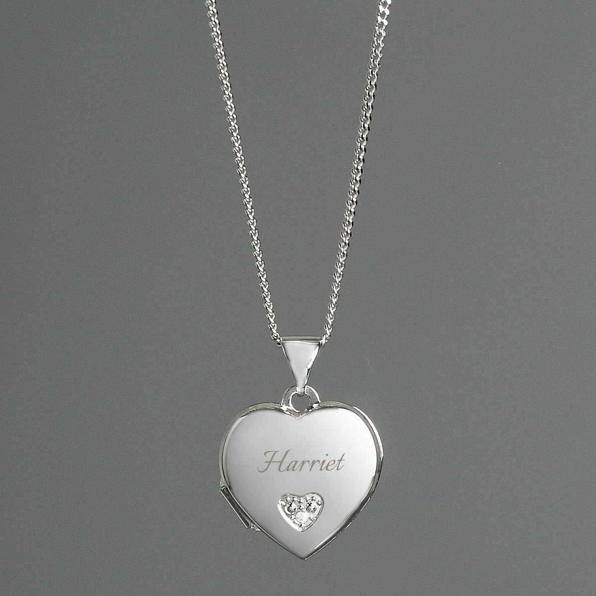 Personalised Memento Jewellery Personalised Children's Sterling Silver & Cubic Zirconia Heart Locket Necklace