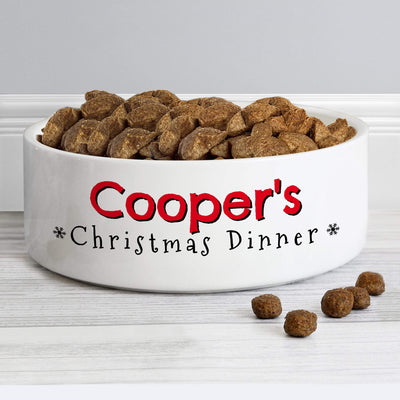 Personalised Memento Pet Gifts Personalised Christmas Dinner 14cm Medium Pet Bowl