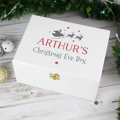 Personalised Memento Christmas Decorations Personalised Christmas Eve White Wooden  Box