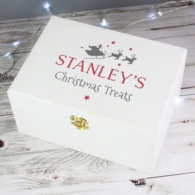 Personalised Memento Christmas Decorations Personalised Christmas Eve White Wooden  Box