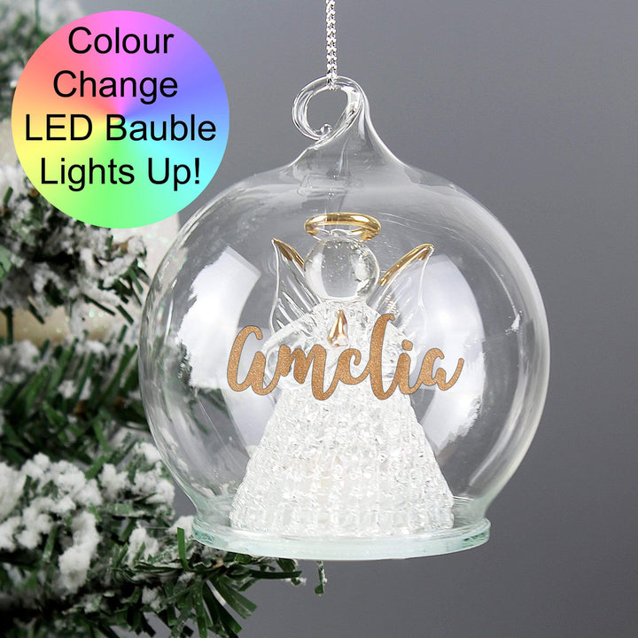 Personalised Memento Memorials Personalised Christmas LED Angel Bauble